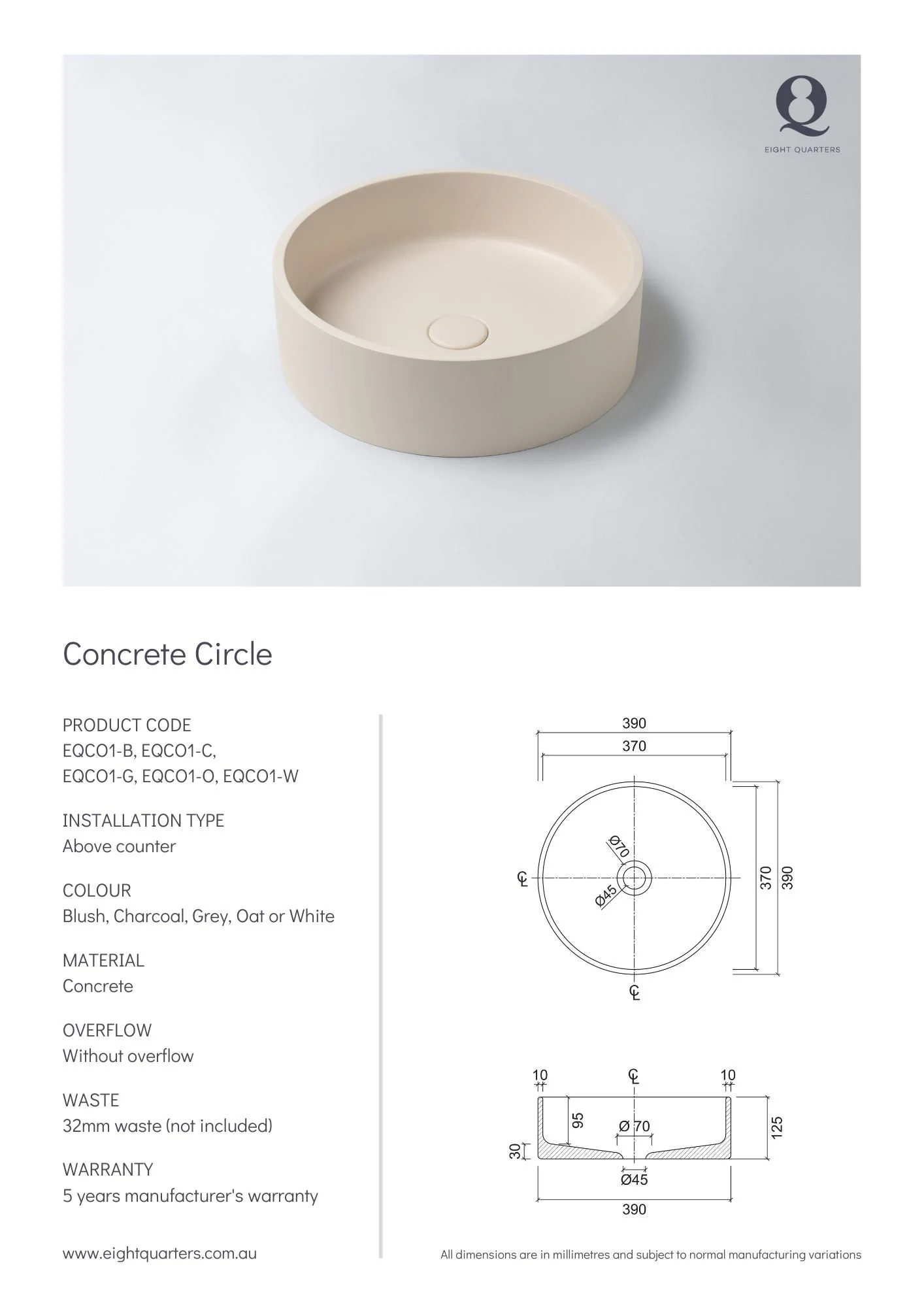 Eight Quarters Concrete Circle Blush - Image 2