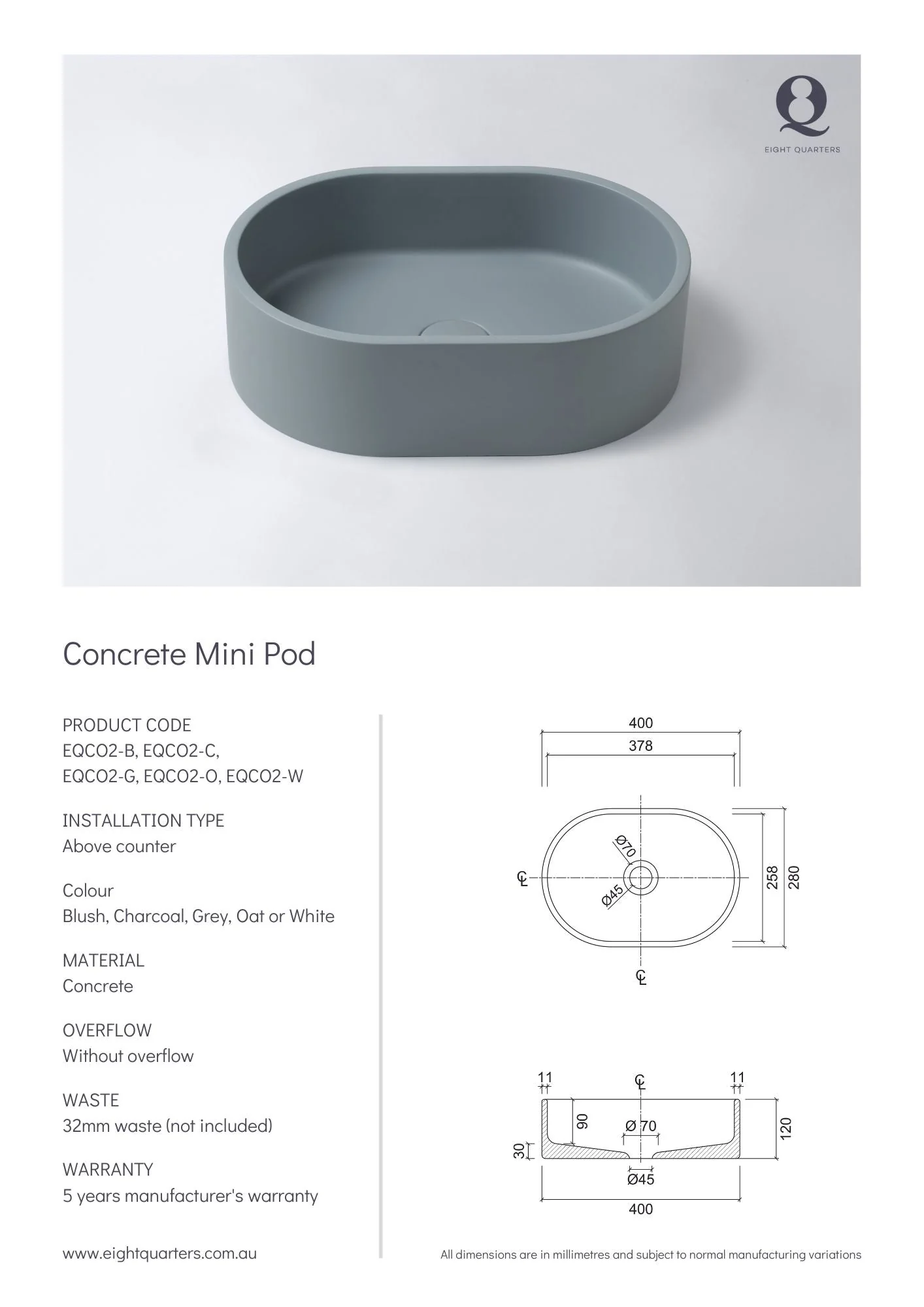 Eight Quarters Concrete Mini Pod White - Image 2