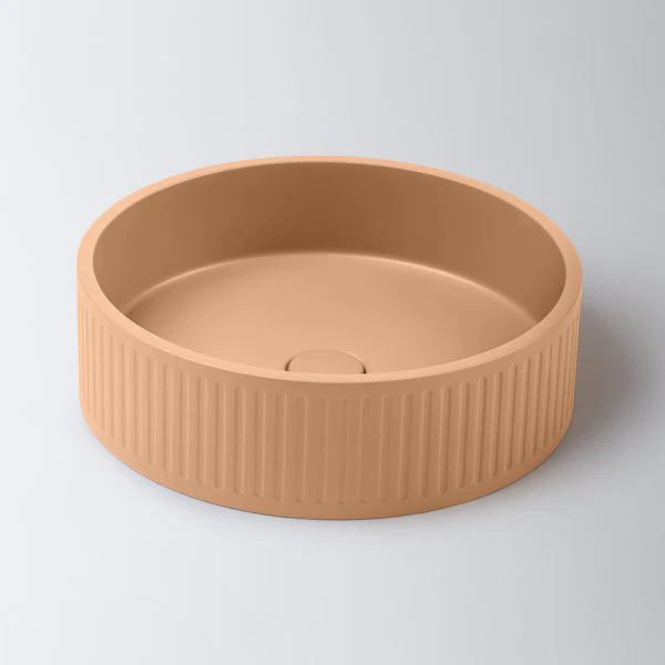 Eight Quarters Fluted Concrete Circle - Burnt Orange