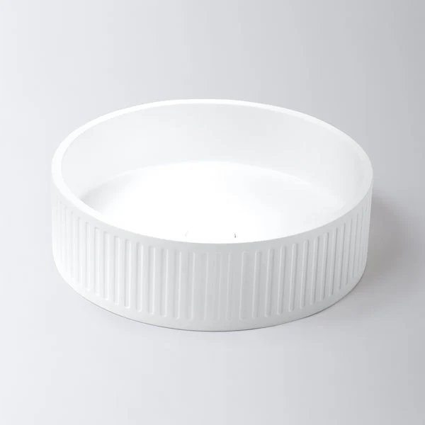 Eight Quarters Fluted Concrete Circle - White
