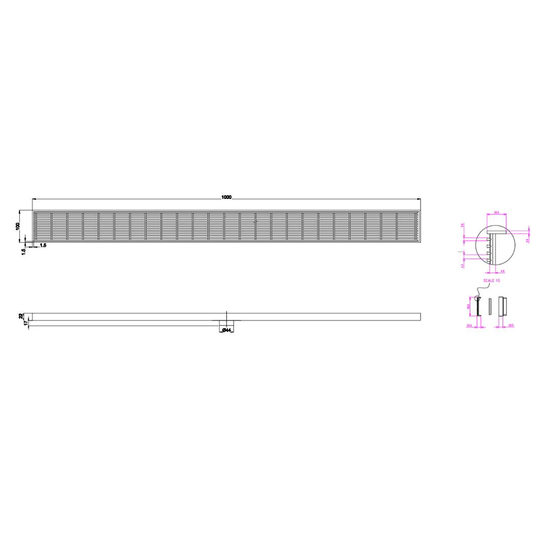 Linsol Ezyflow 1000mm Heelguard Linear Waste DN44 - Matte Black - Image 3