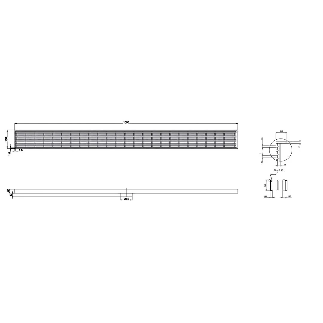 Linsol Ezyflow 1000mm Heelguard Linear Waste DN64 - Gunmetal - Image 2