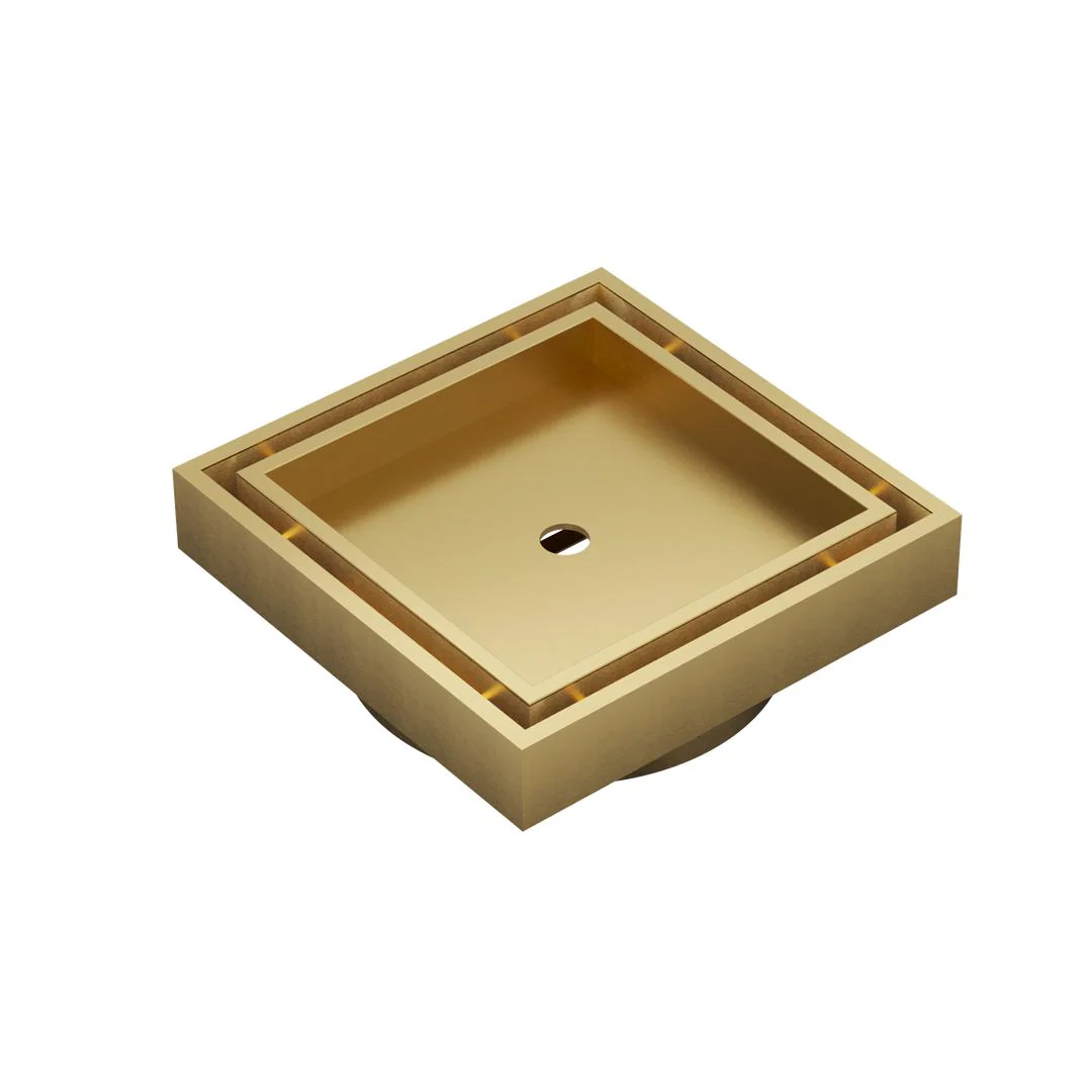 Linsol Ezyflow 110mm Tile Insert Square Waste DN64 - Brushed Brass