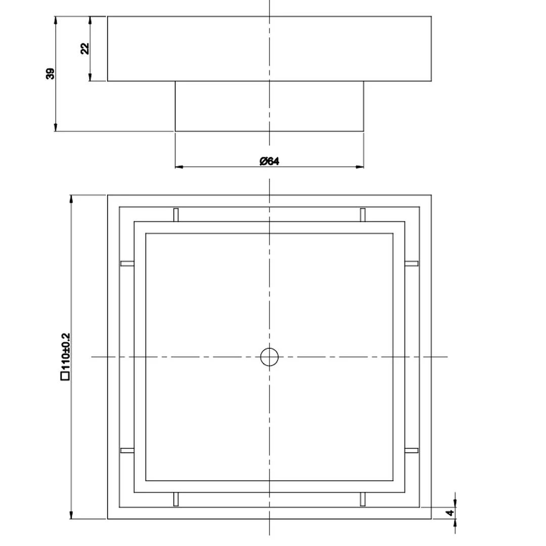 Linsol Ezyflow 110mm Tile Insert Square Waste DN64 -  Matte Black - Image 2