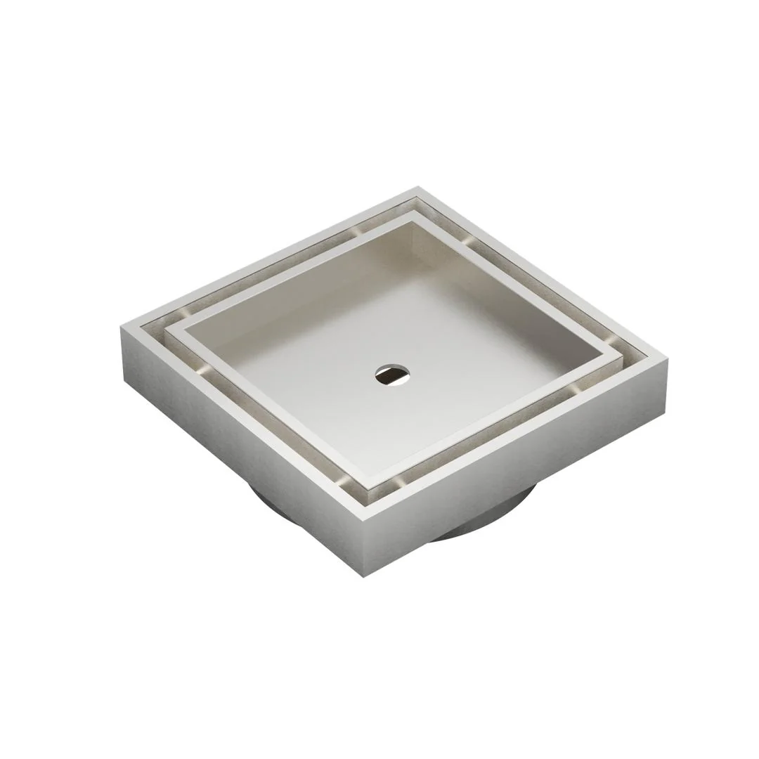 Linsol Ezyflow 110mm Tile Insert Square Waste DN89 - Brushed Nickel