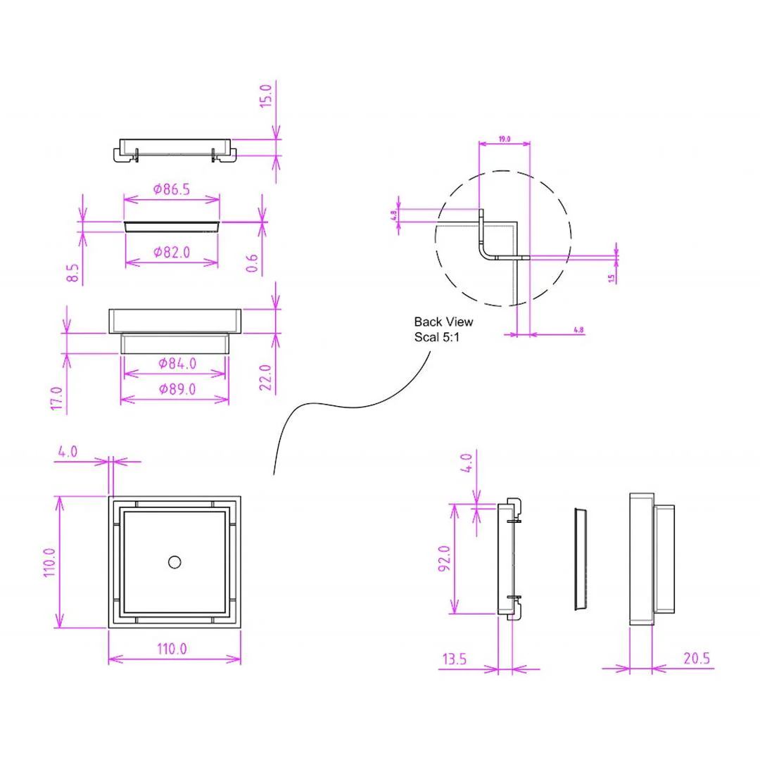 Linsol Ezyflow 110mm Tile Insert Square Waste DN89  - Matte Black - Image 4