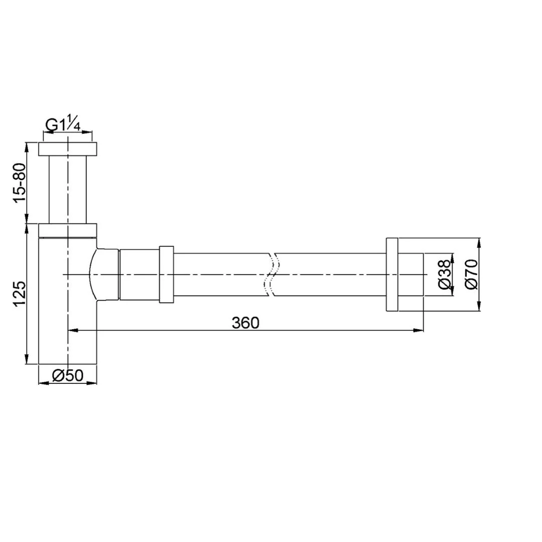 Linsol Ezyflow 32mm Bottle Trap - Brushed Brass - Image 3