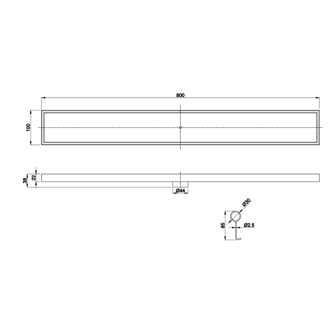 Linsol Ezyflow 800mm Tile Insert Linear Waste DN44 - Brushed Nickel - Image 2