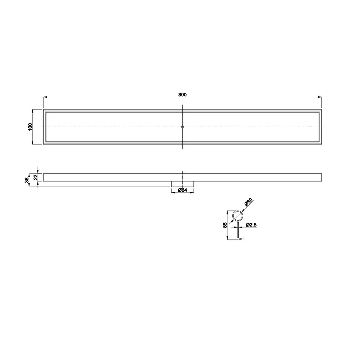 Linsol Ezyflow 800mm Tile Insert Linear Waste DN64 - Brushed Nickel - Image 2