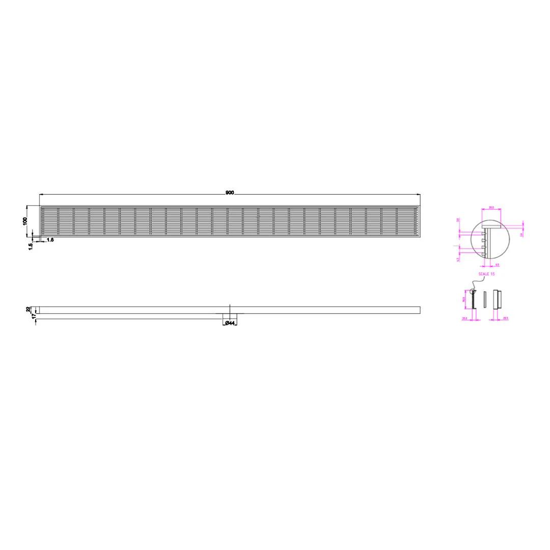 Linsol Ezyflow 900mm Heelguard Linear Waste DN44 - Brushed Nickel - Image 2