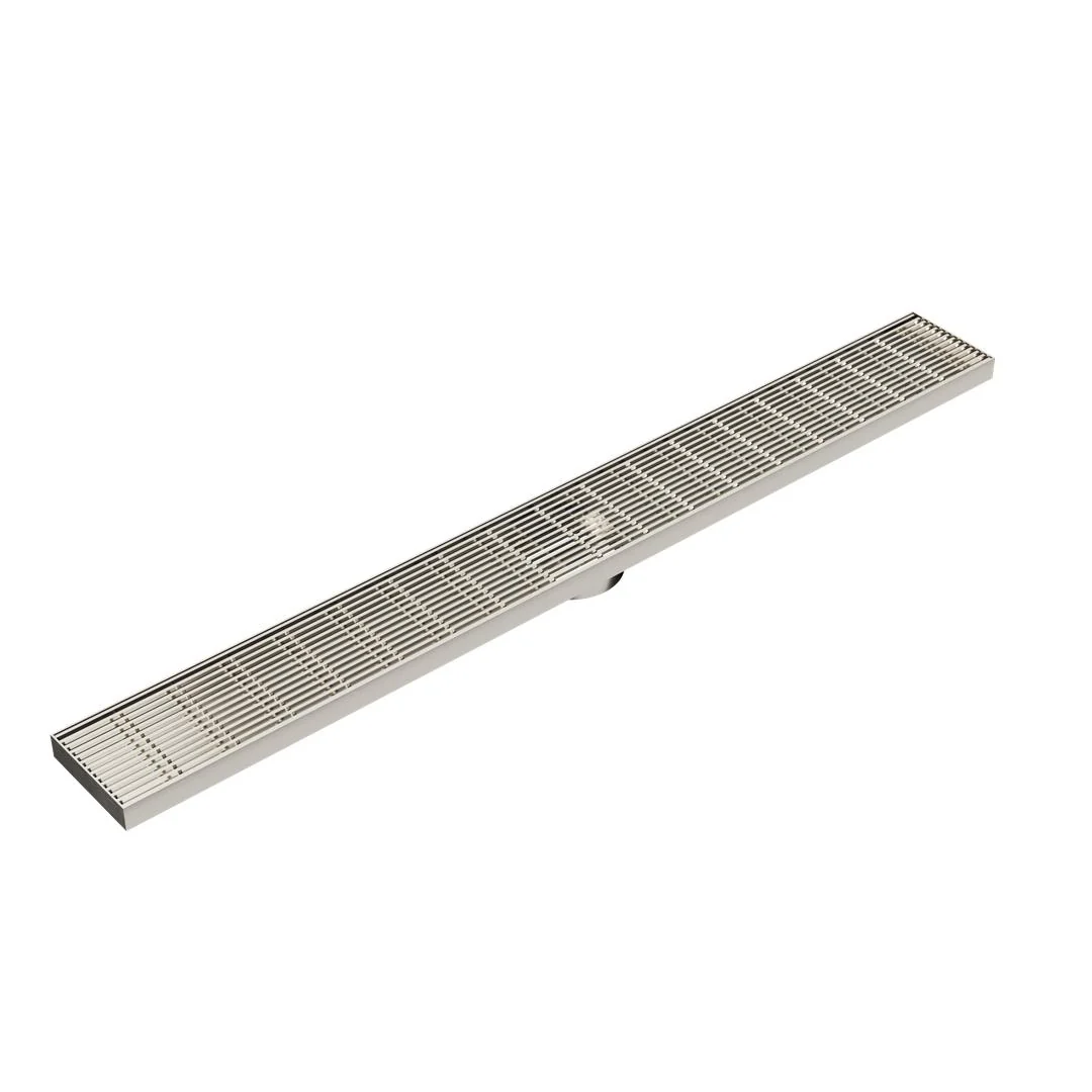 Linsol Ezyflow 900mm Heelguard Linear Waste DN64 - Brushed Nickel