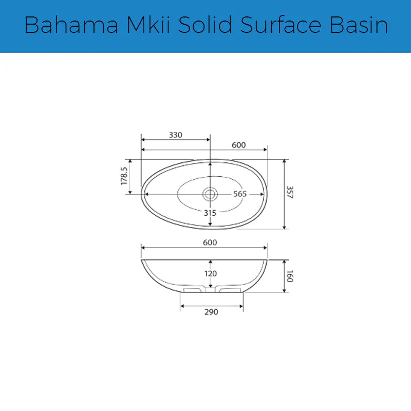 Fienza Bahama MKII Solid Surface Basin - Image 3