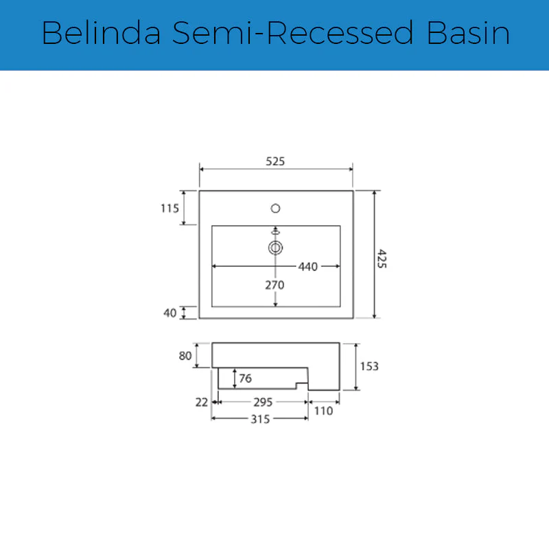 Fienza Belinda Semi-Recessed Basin - Image 3