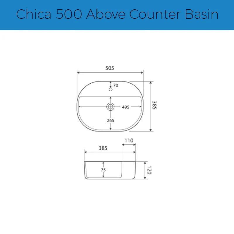 Fienza Chica 500 Above Counter Basin - Image 4