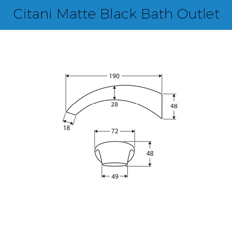 Fienza Citani Matte Black Bath Outlet - Image 3