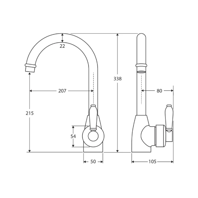 Fienza Eleanor Gooseneck Sink Mixer - Urban Brass / Ceramic - Image 2