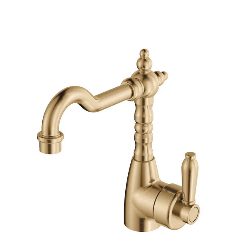 Fienza Eleanor Shepherds Crook Basin Mixer -Urban Brass / Urban Brass