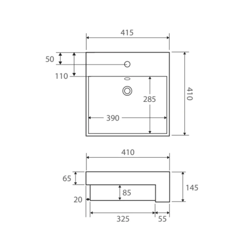 Fienza Helen Junior Semi-Recessed Basin - Image 3
