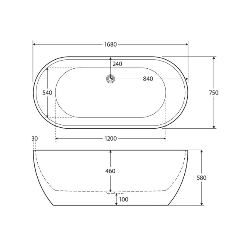 Fienza Koko 1680mm Freestanding Bath - White Matte - Image 5