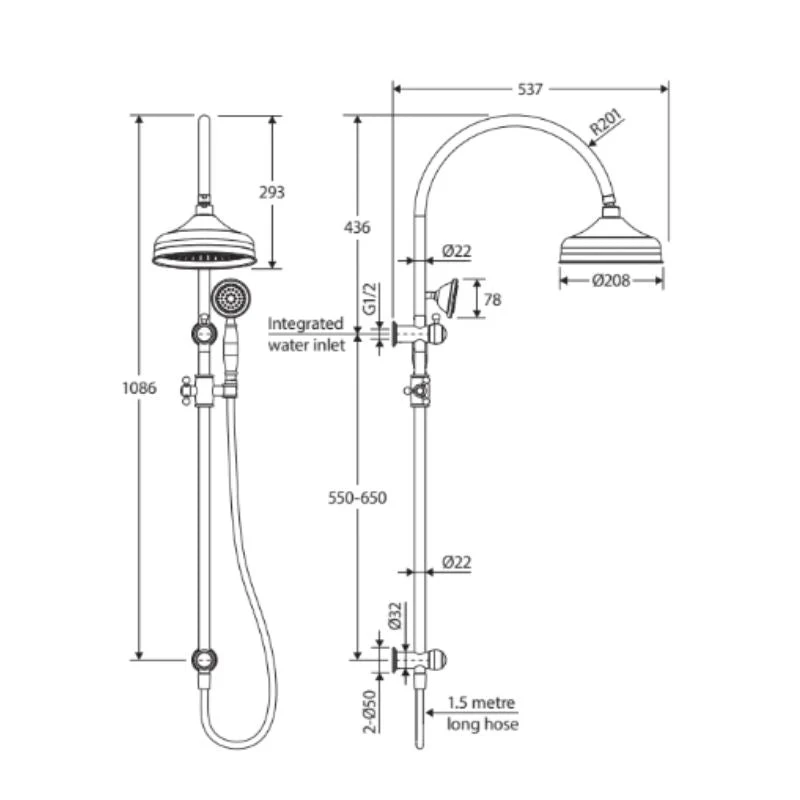 Fienza Lillian Multifunction Rail Shower - Chrome - Image 3