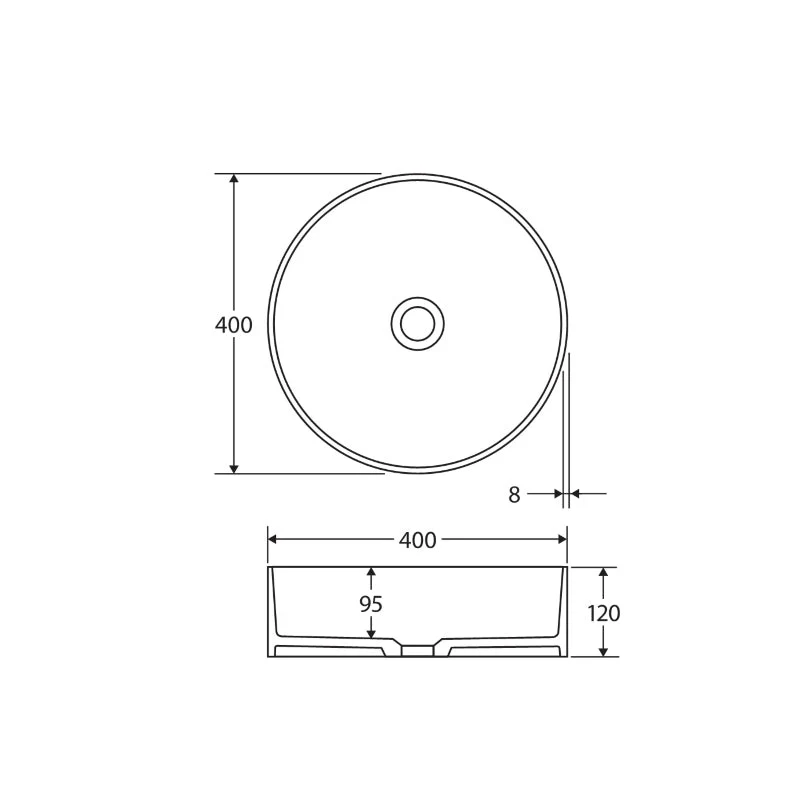 Fienza Minka Round Solid Surface Above Counter Basin - Black Matte - Image 4