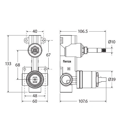 Fienza Quik-Switch Universal Wall Diverter Mixer Body - Image 3