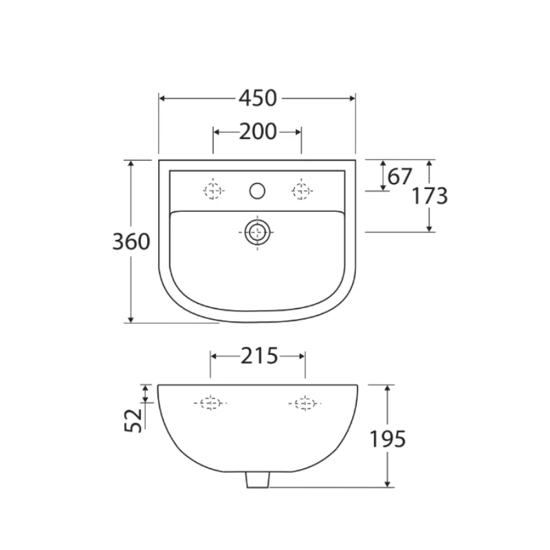 Fienza Rak Compact 450 Wall-Hung Basin - Image 3