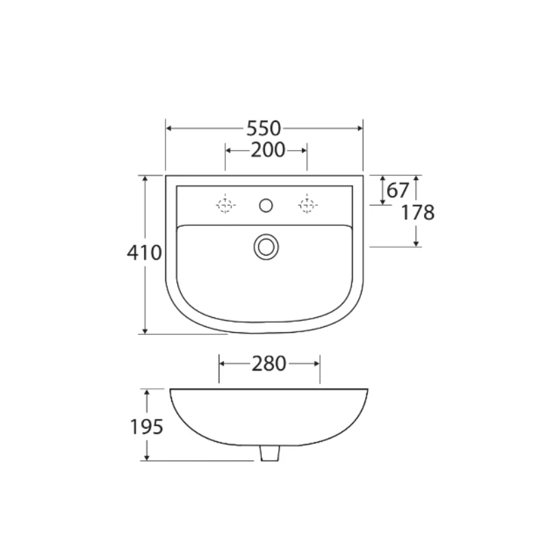 Fienza Rak Compact 550 Wall-Hung Basin - Image 3