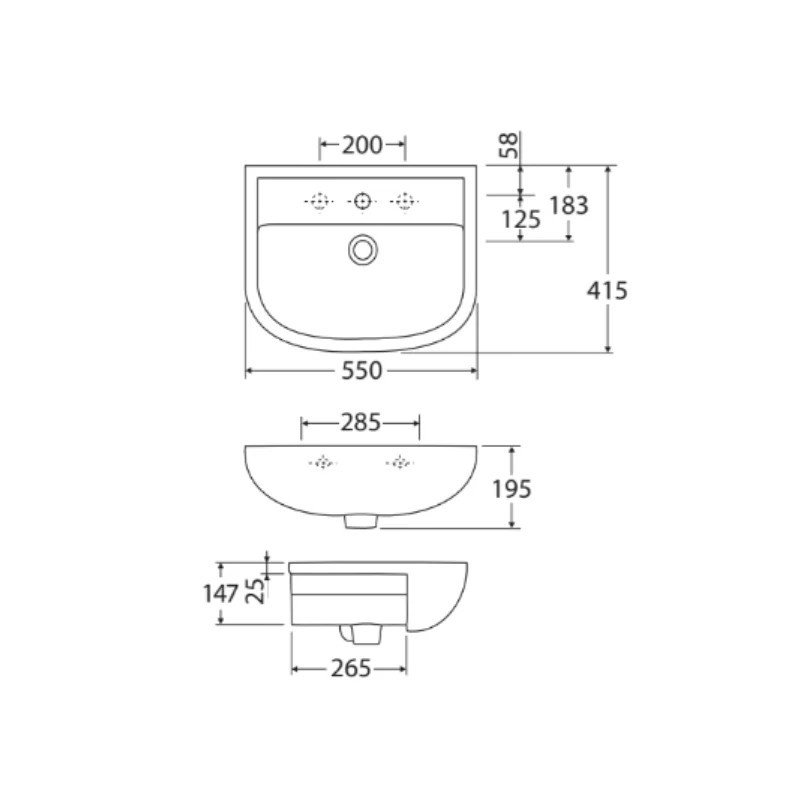 Fienza Rak Compact Semi-Recessed Basin - Image 3