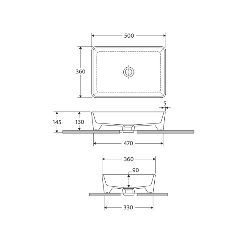 Fienza RAK Feeling Rectangular Above Counter Basin - Image 3