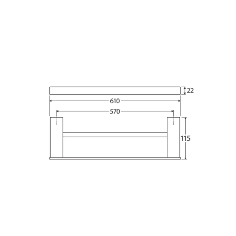 Fienza Tono Double Towel Rail, 610 mm - Gun Metal - Image 2