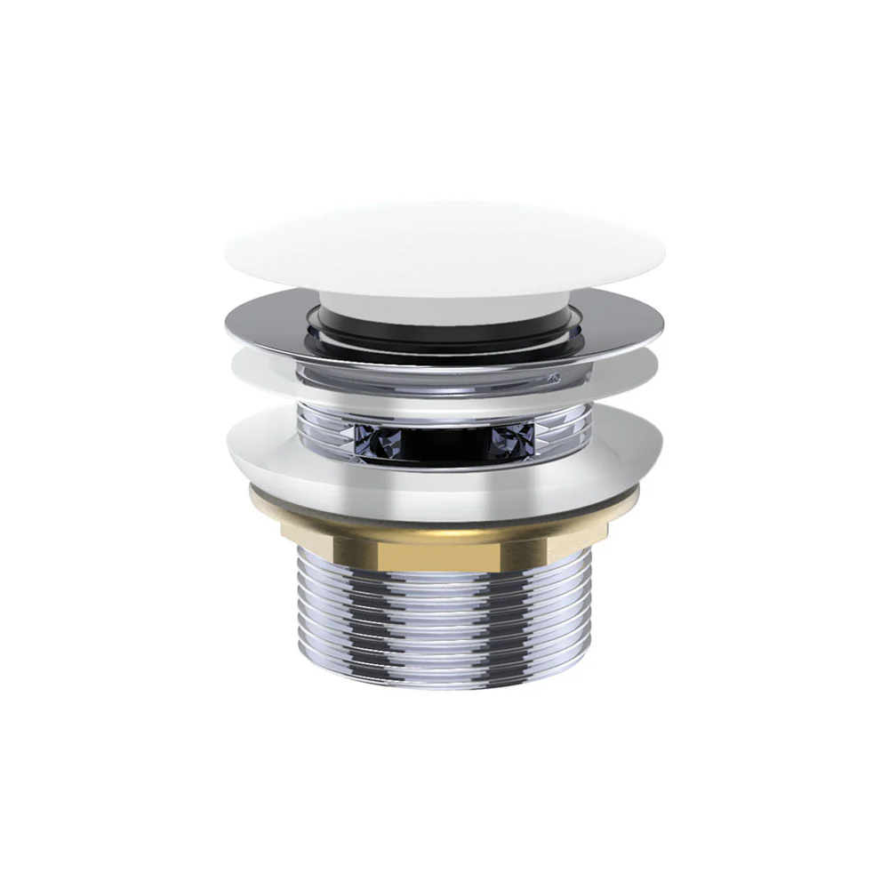 Fienza Universal Pull-Out/Pop-Up Brass Cap Bath Waste with Overflow - White Matte