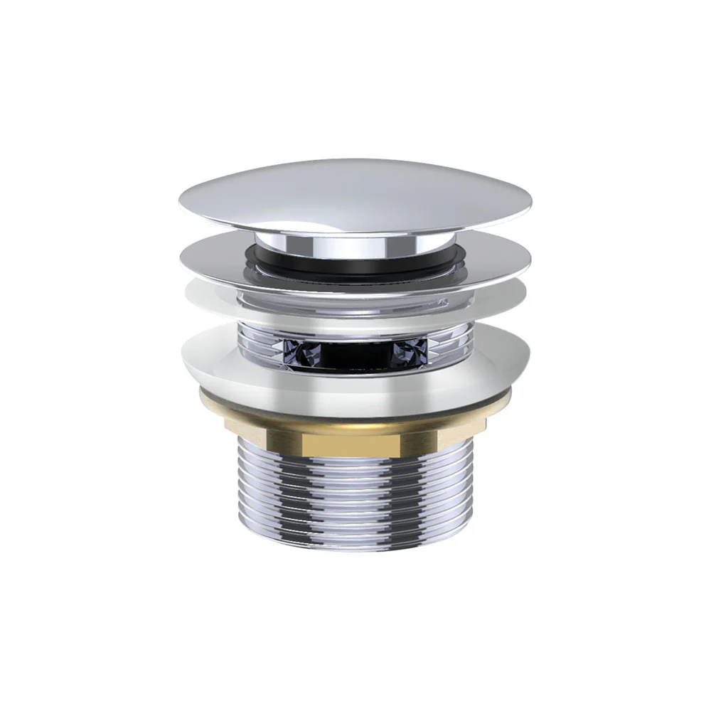 Fienza Universal Pull-Out/Pop-Up Brass Cap Bath Waste with Overflow - Chrome - Image 4