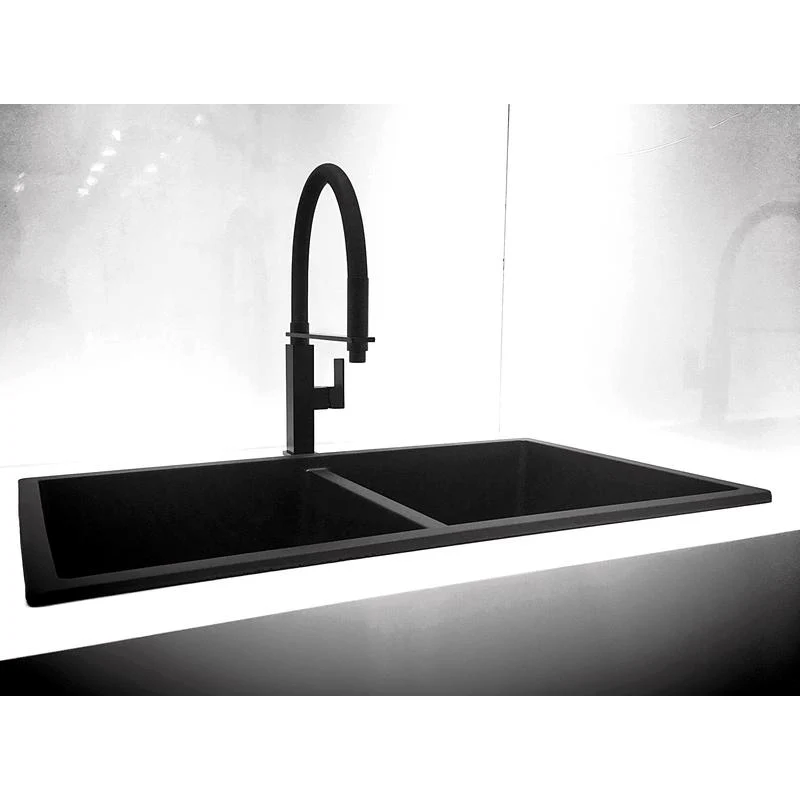 Meir Square Flexible Kitchen Sink Mixer Tap - Black Matte - Image 7