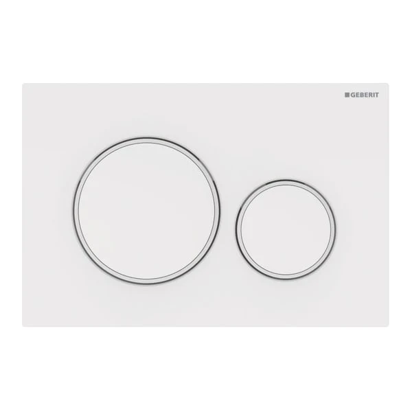 Geberit Sigma 20 White Gloss Dual Flush Plate - White Matt Rings