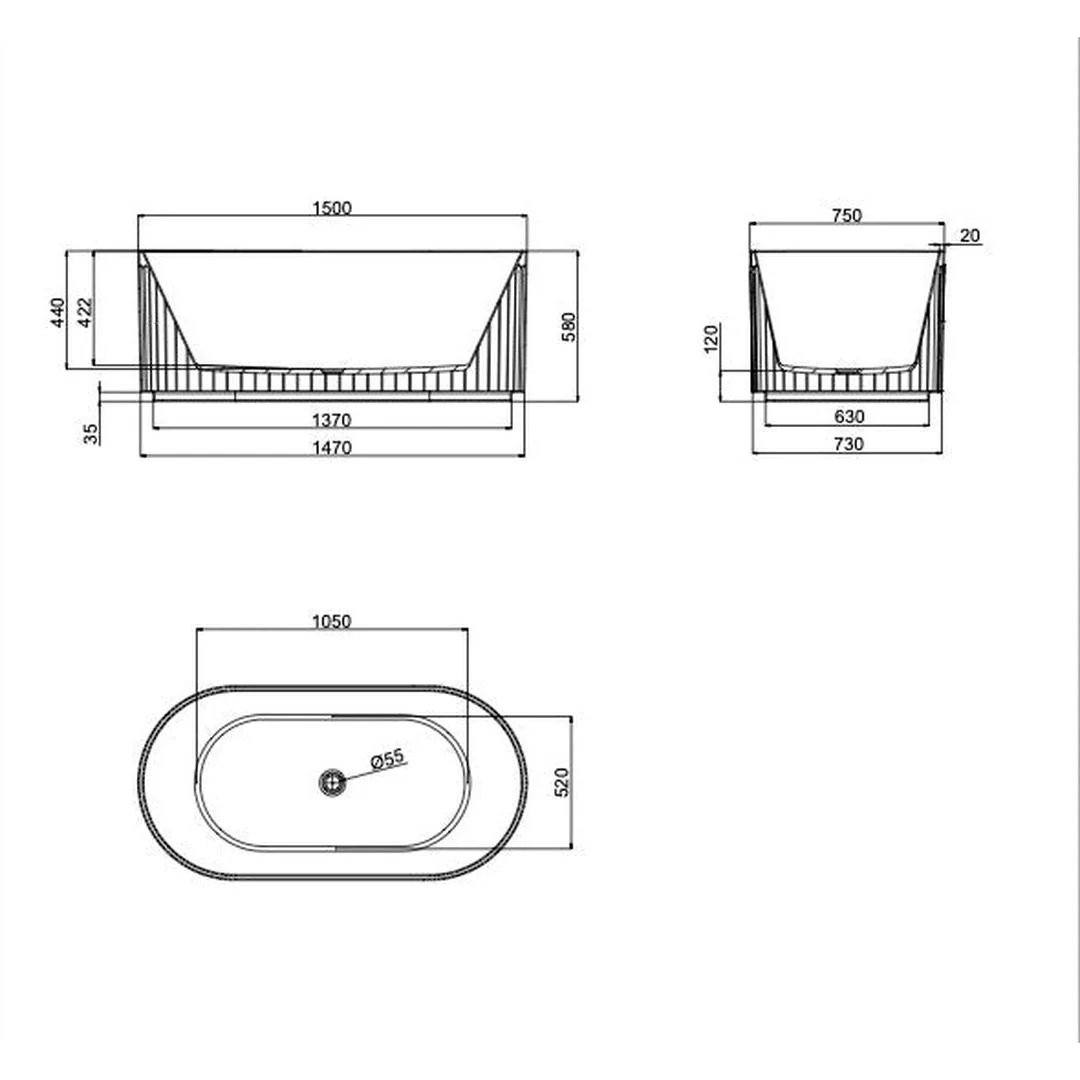Linsol Georg 1500mm Freestanding Bath - Outback Orange - Image 3