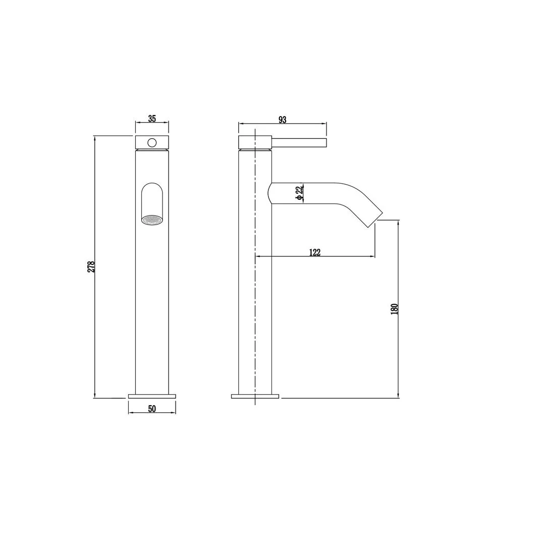 Linsol Gigi S2 Tall Basin Mixer - Brushed Nickel - Image 2