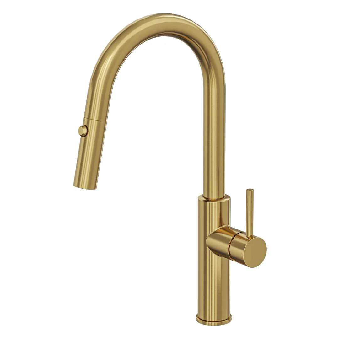 Linsol Halo S2 Pull Out Sink Mixer - Brushed Brass