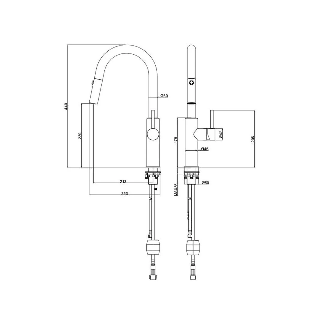 Linsol Halo S2 Pull Out Sink Mixer - Chrome - Image 2