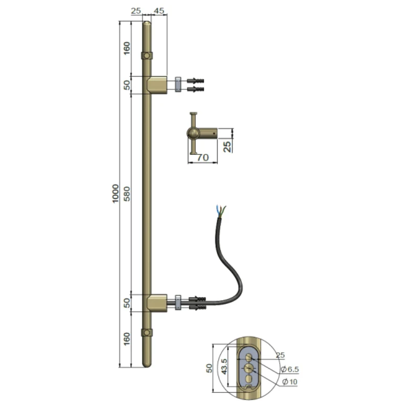 Meir Heated Vertical Towel Rail - PVD Brushed Nickel - Image 5