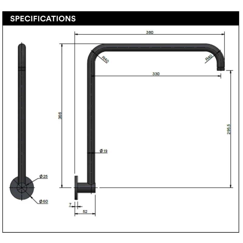 Meir High Rise Shower Arm - Polished Chrome - Image 4