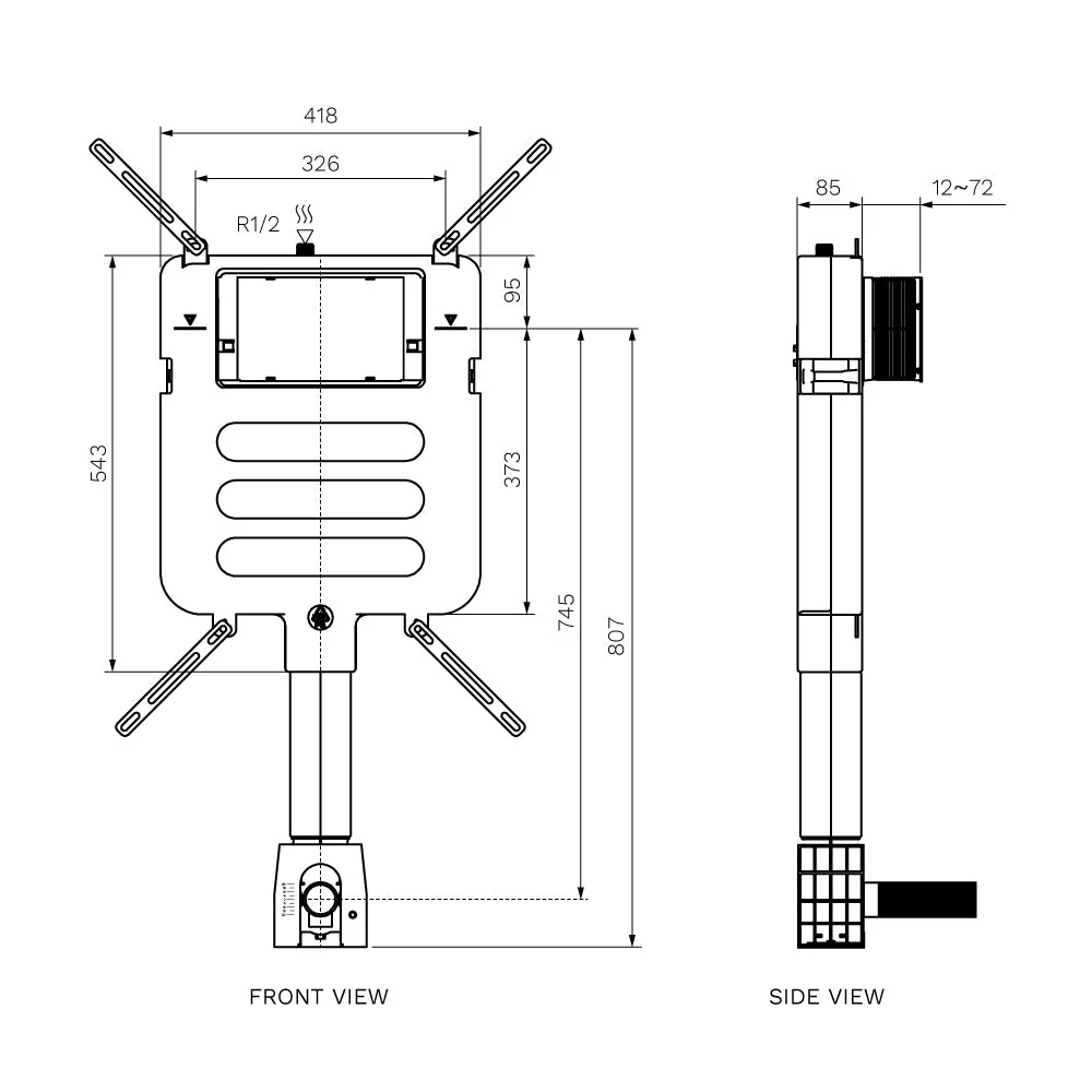 Parisi Incasso Front Flush Concealed Cistern With Adjustable Flush Pipe - Image 2
