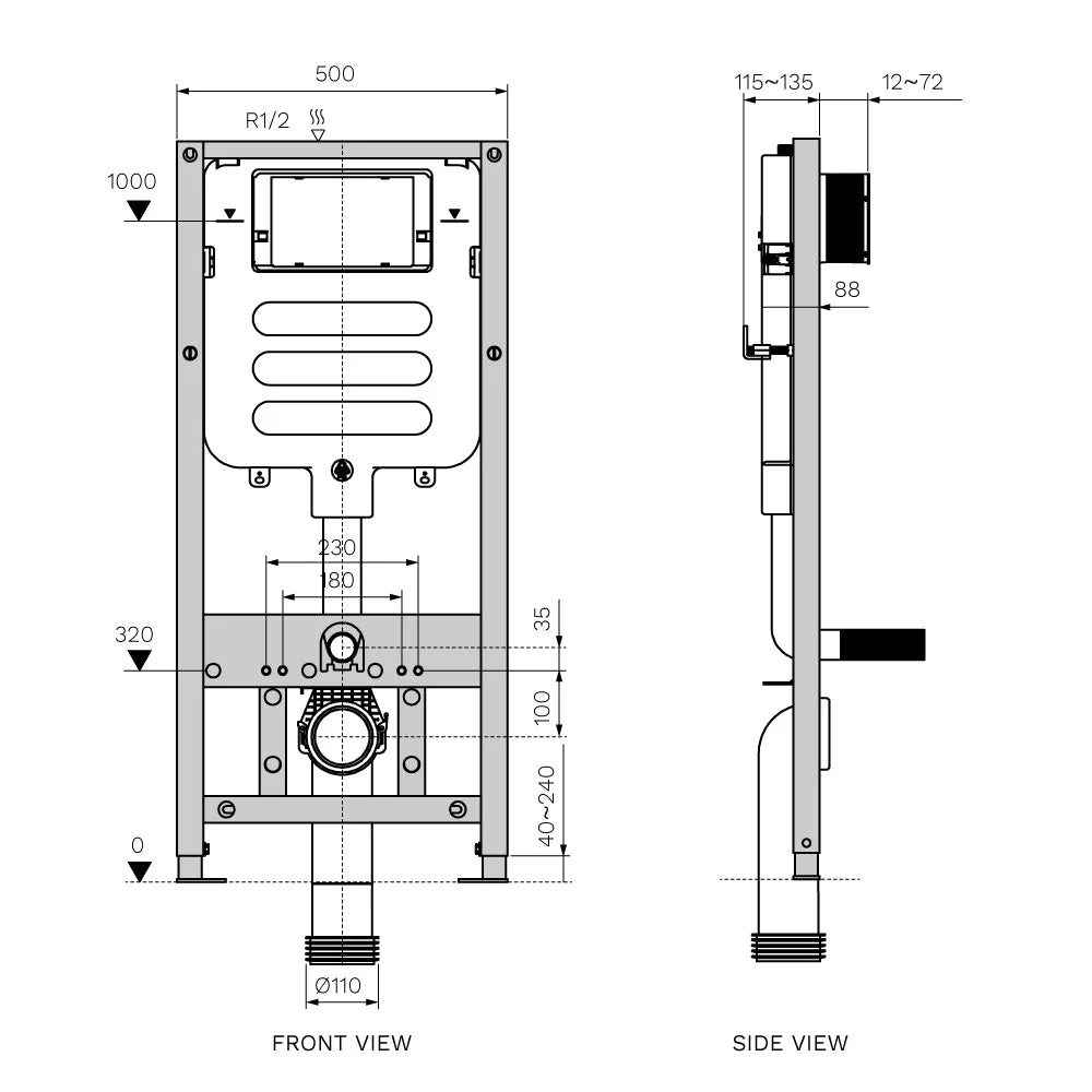 Parisi Incasso Front Flush Concealed Cistern with Metal Frame - Image 2