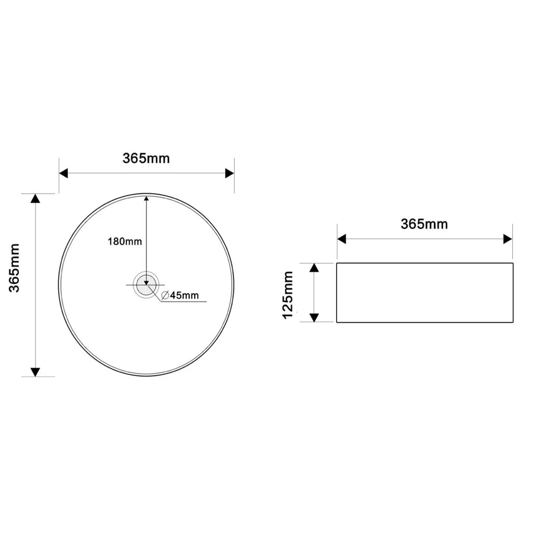Linsol Infinity 365mm Round Above Counter Basin - Matte White - Image 2