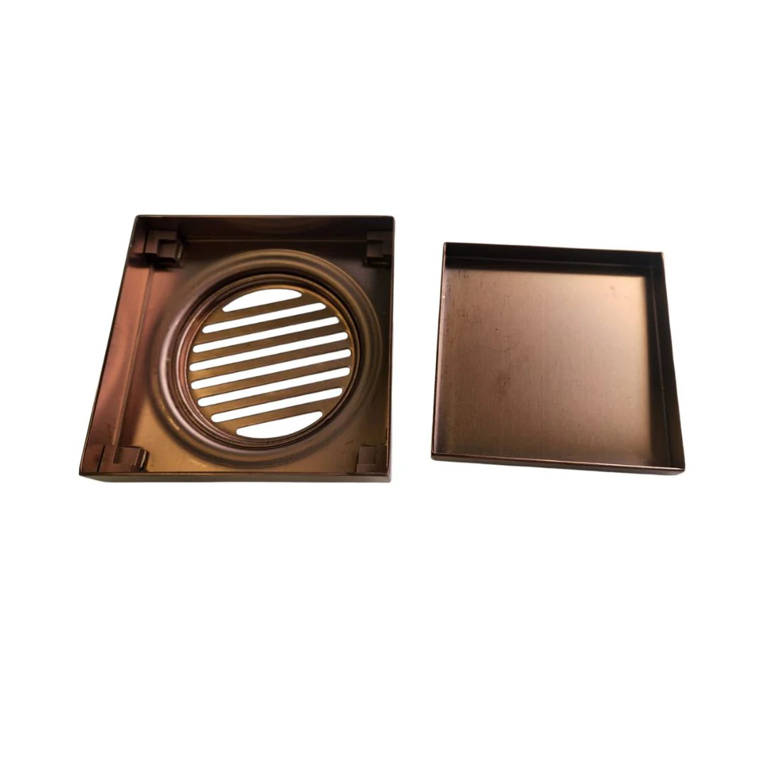 Kano Square Tile Insert Floor Waste - Brushed Copper - Image 2