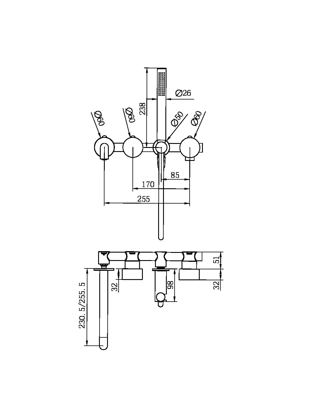 Nero Kara Progressive Shower System Separate Plate With Spout (Trim Kit Only) - Chrome - Image 2