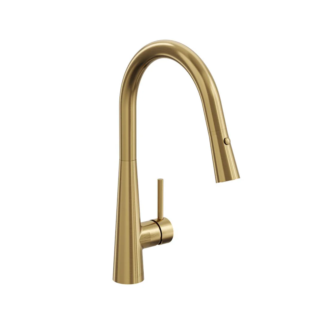 Linsol Kashi Pull Out Sink Mixer - Brushed Brass - Image 2