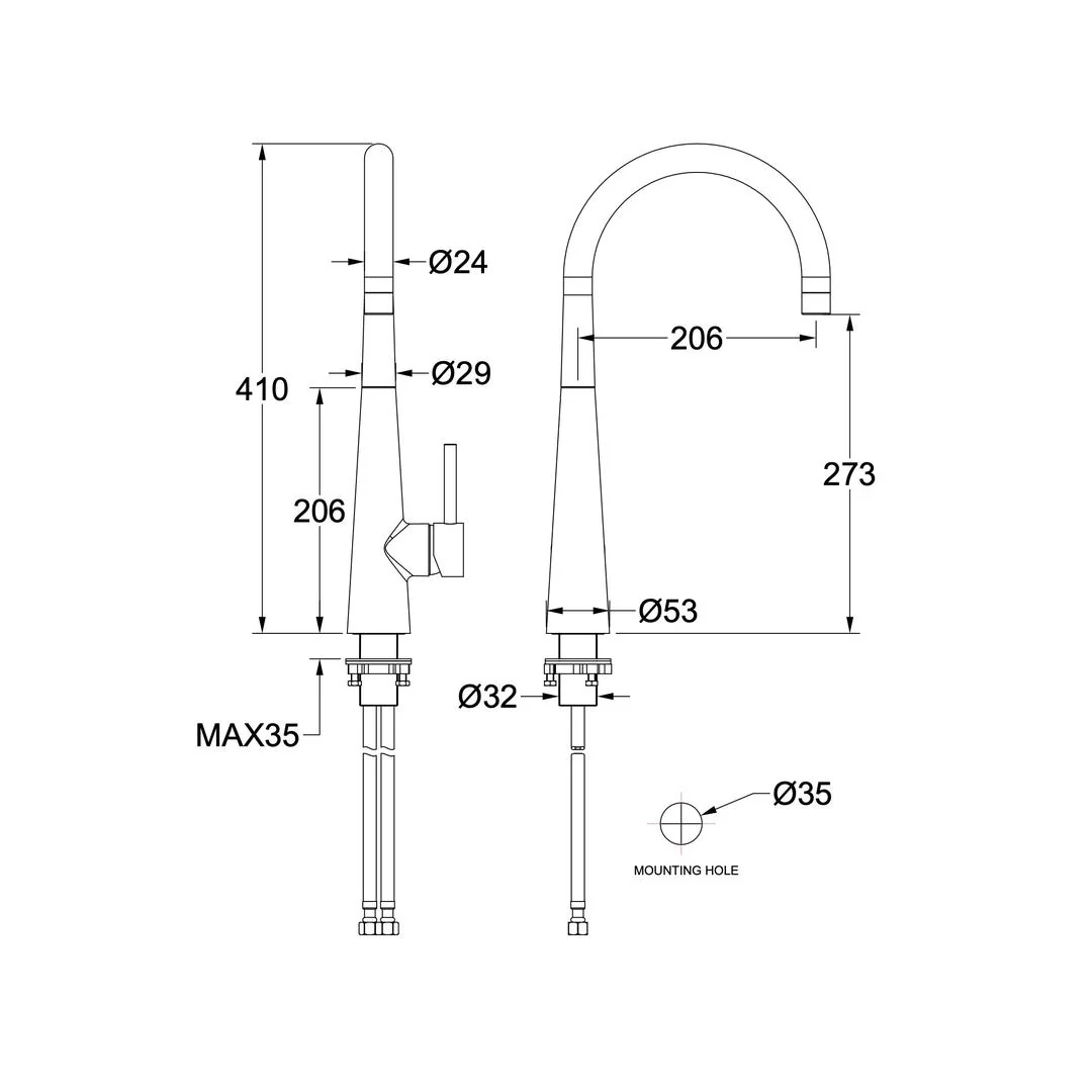 Linsol Kashi Sink Mixer - Brushed Nickel - Image 3
