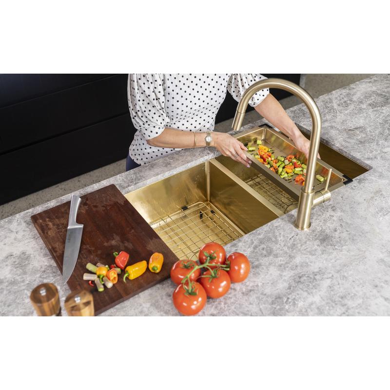 Meir Lavello Kitchen Sink Colander - Brushed Bronze Gold - Image 4