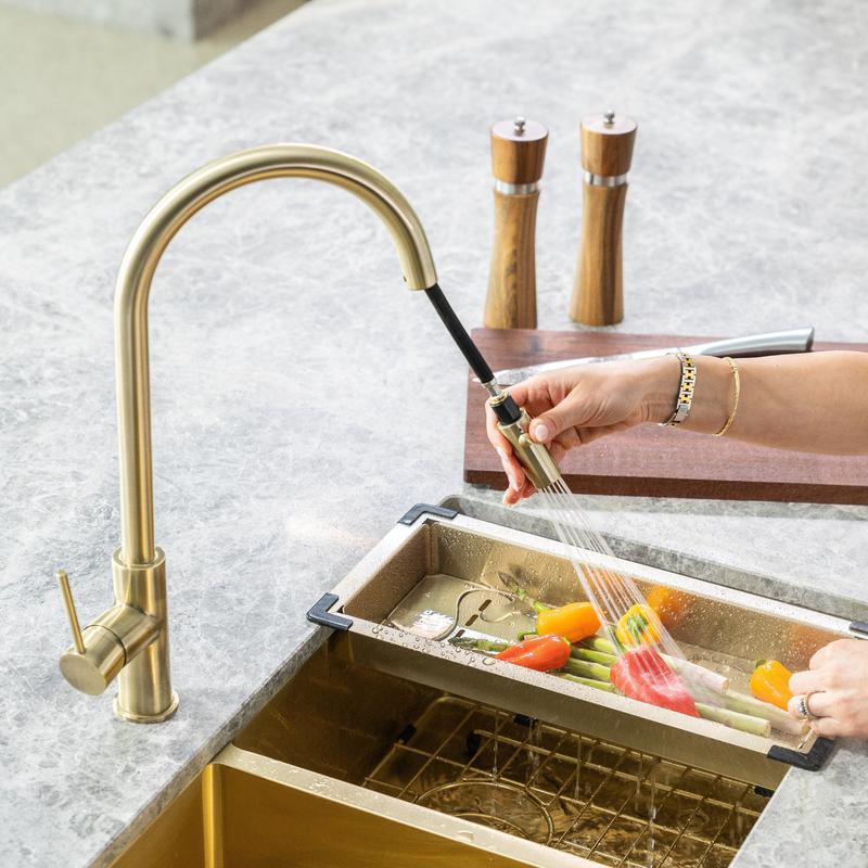 Meir Lavello Kitchen Sink Colander - Brushed Bronze Gold - Image 5
